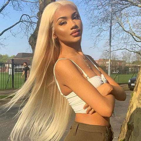 HD Film Lace / HD Lace Wig on a 4x4 Closure 613 Blonde Straight - Exotic Hair Shop