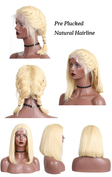 Brazilian Straight Bob Lace Front Wig in Blonde Color #613 - Exotic Hair Shop