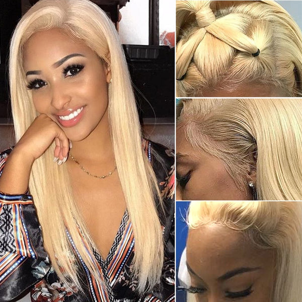 Brazilian Straight 360 Lace Frontal Wig in  Honey Blonde Color 613 - Exotic Hair Shop