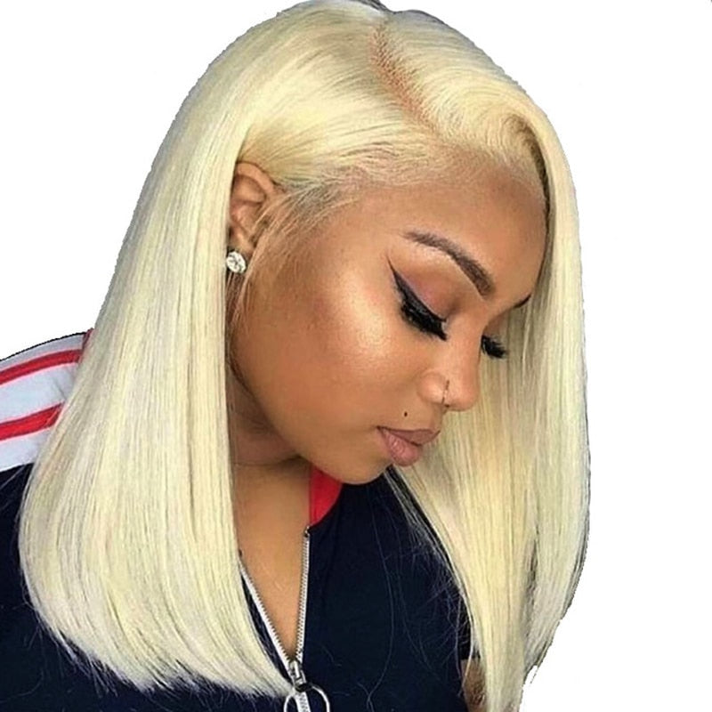 Brazilian Straight Bob Lace Front Wig in Blonde Color #613 - Exotic Hair Shop